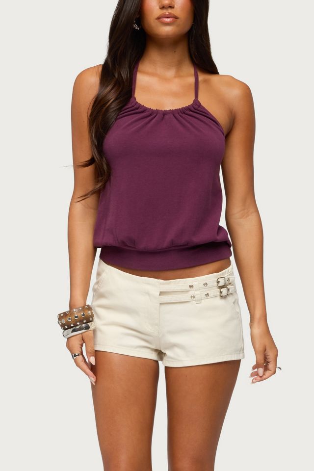 Edikted Ceresie Belt Denim Micro Shorts #1
