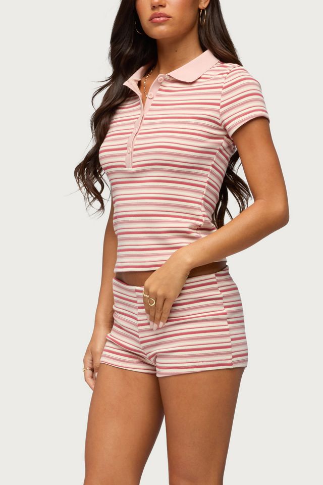 Edikted Noelia Striped Micro Shorts #1
