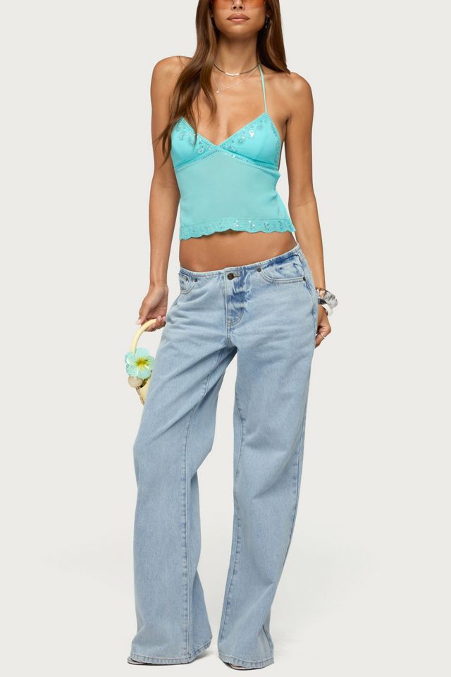 Edikted Veya No Waist Band Low Rise Baggy Jeans #4