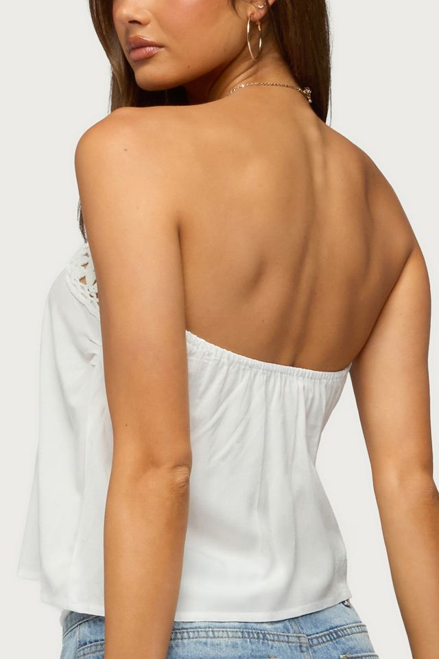 Edikted Pearle Crochet Trim Strapless Top #4
