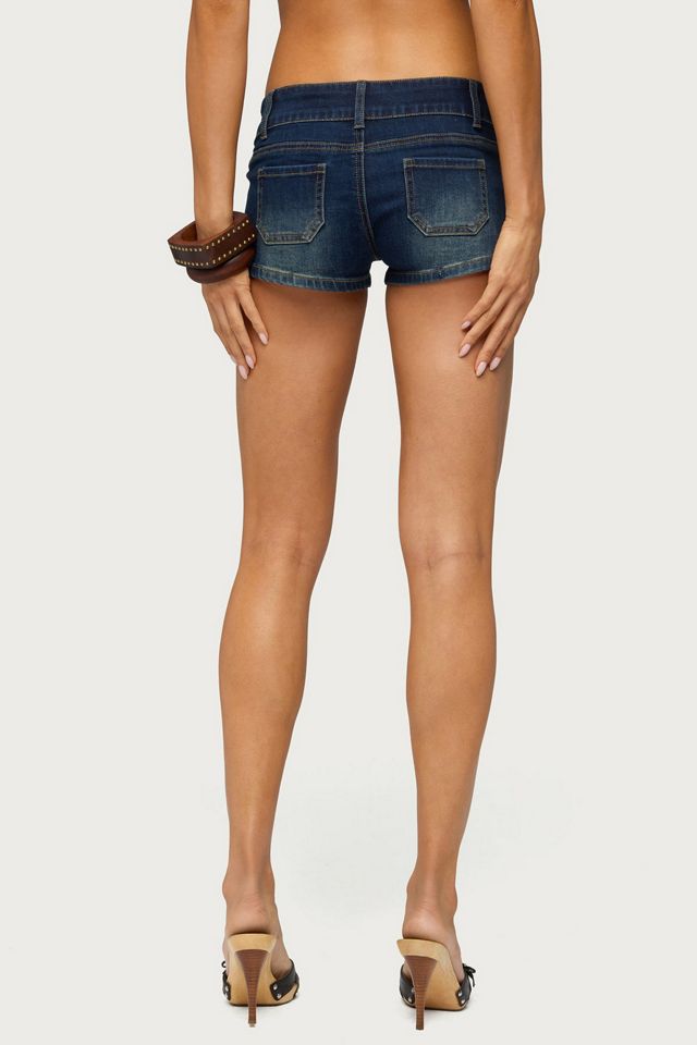 Edikted Birde Stretchy Denim Micro Shorts #3
