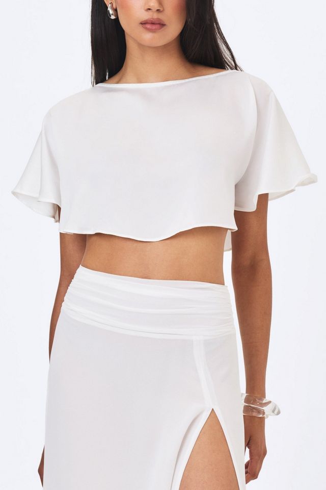 Miss Circle Yarae Satin Boat Neck Cape Top #1