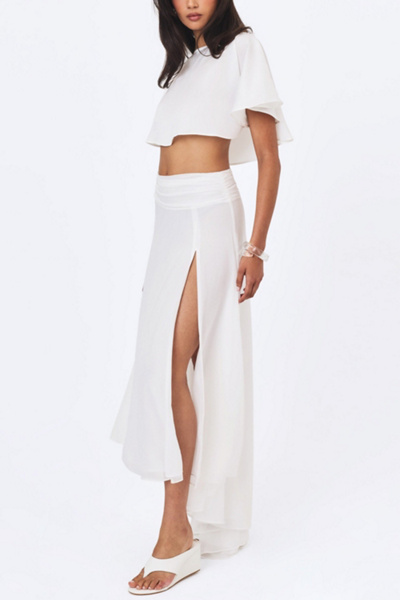 Miss Circle Yarae Satin Boat Neck Cape Top
