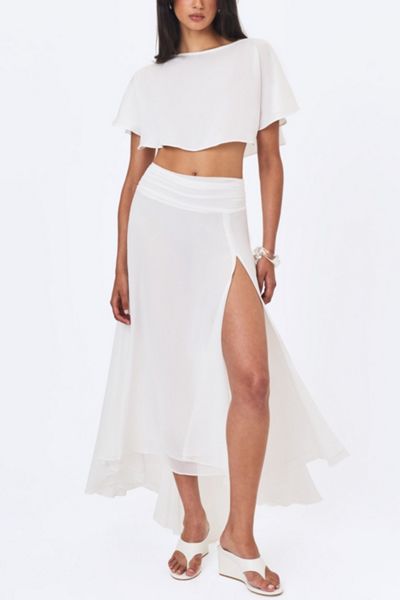 Miss Circle Yarae Satin Boat Neck Cape Top