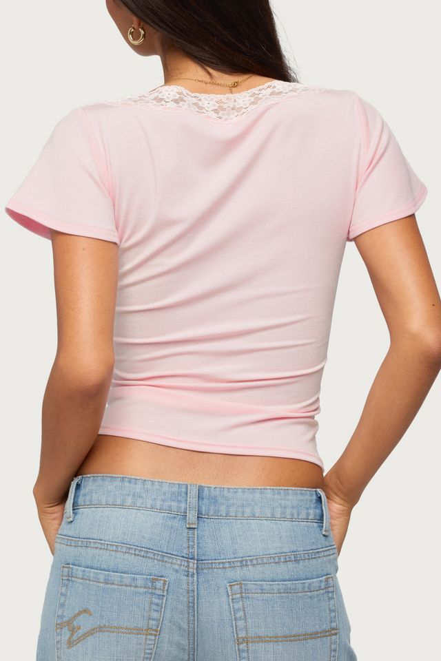 Edikted Yvetta Lacey Flutter Sleeve Top #4