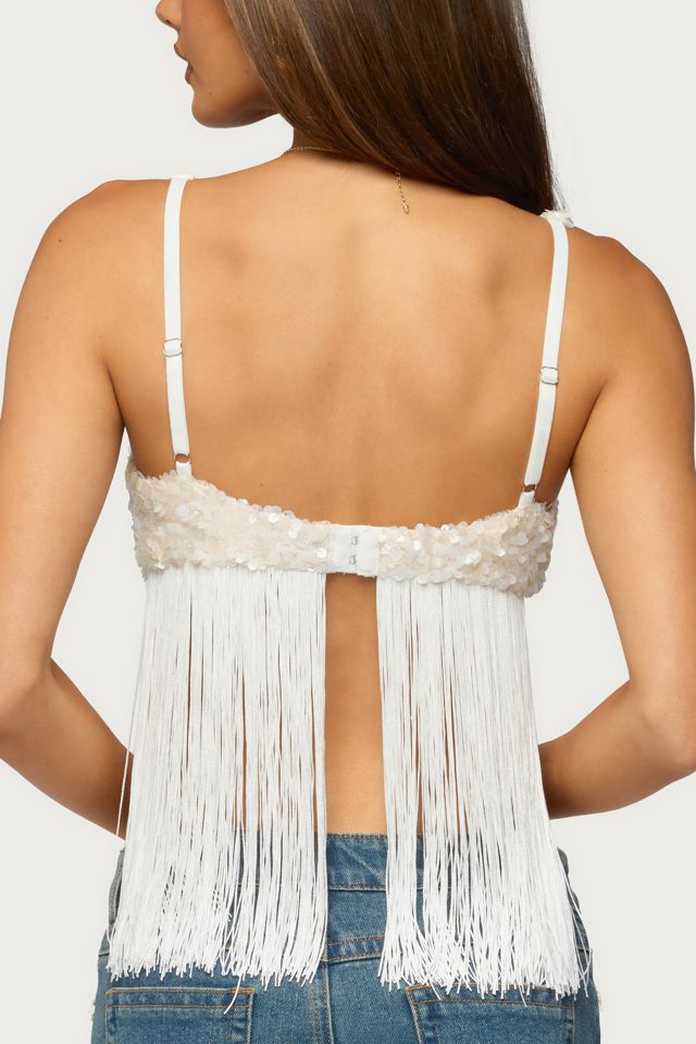 Edikted Petrah Sequin Fringed Bra Top #4