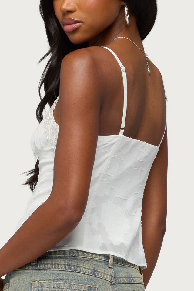Edikted Taeyn Fringe Textured Chiffon Top #4