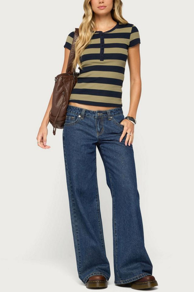 Edikted Rhianon Striped Henley Top #1