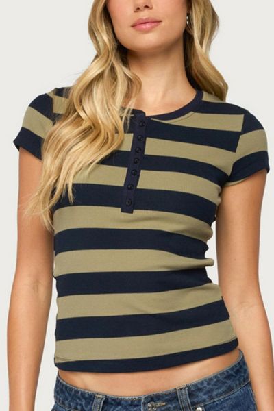Edikted Rhianon Striped Henley Top