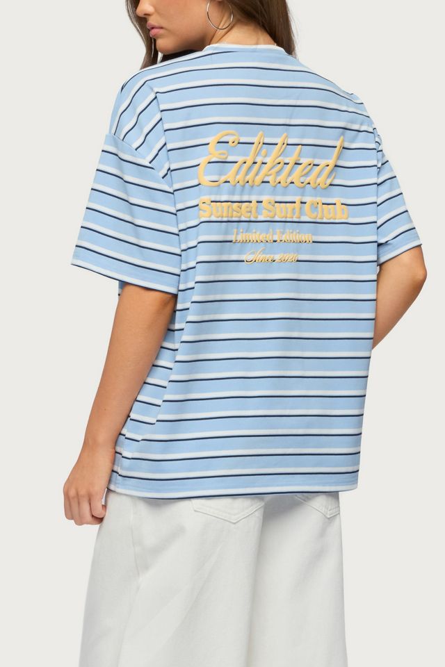 Edikted Chill Girl Striped Oversized T Shirt #3