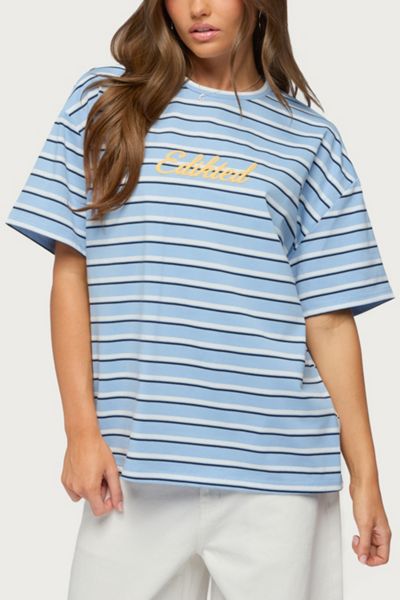 Edikted Chill Girl Striped Oversized T Shirt