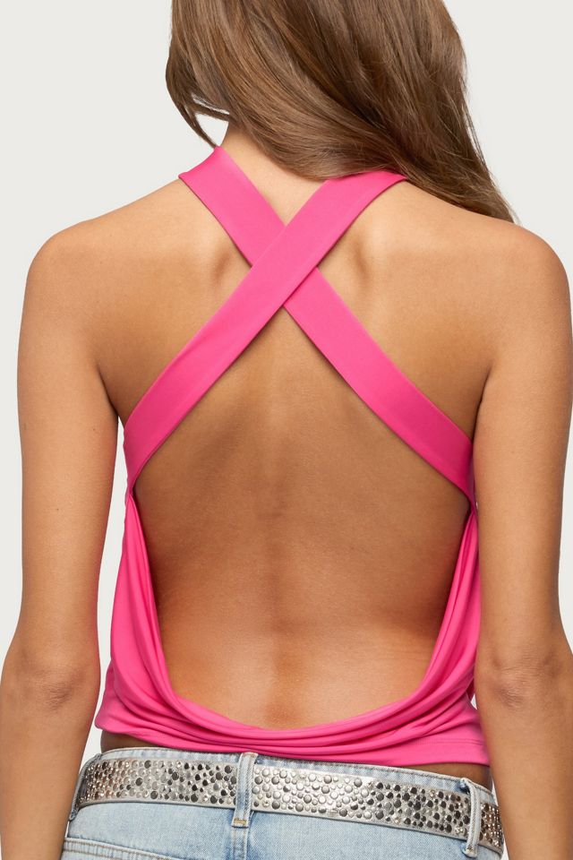 Edikted Maise Backless Cowl Neck Crisscross Top #4