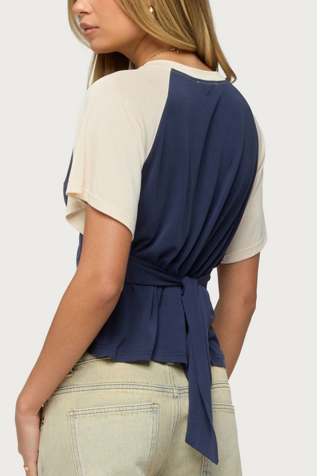 Edikted Fraise Contrast Back Tie Raglan Top #4