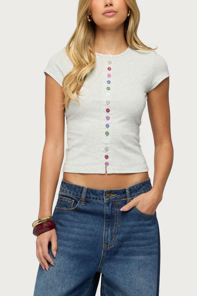 Edikted Cary Mixed Button Up T Shirt #3