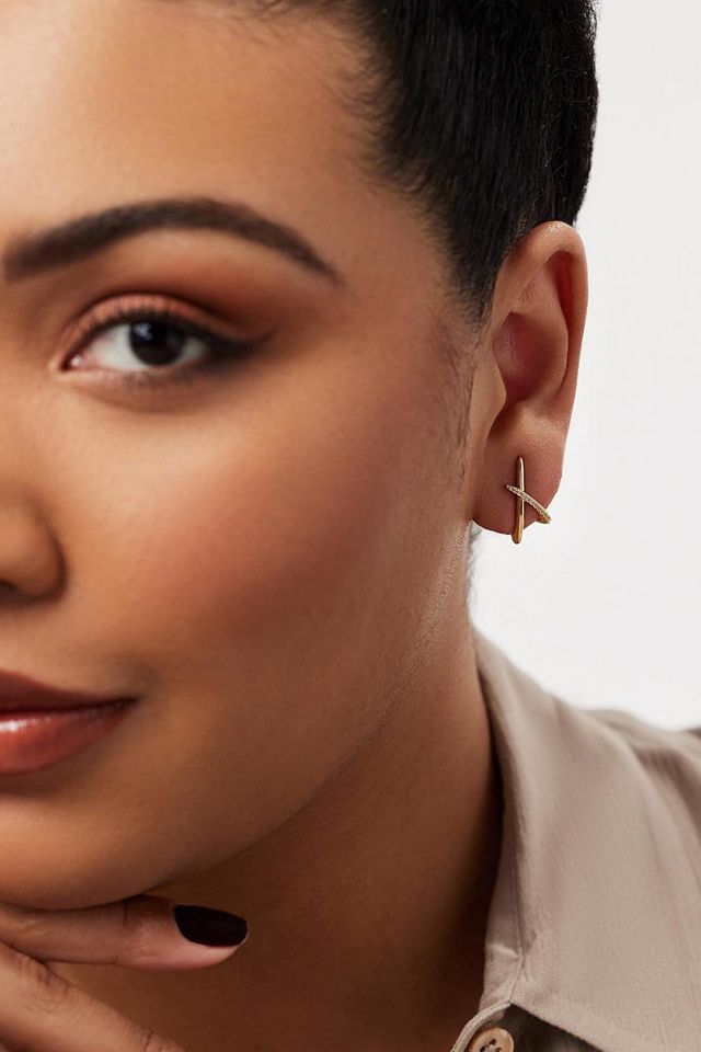 Ana Luisa Sloane Pave Gold Stud Earrings #2