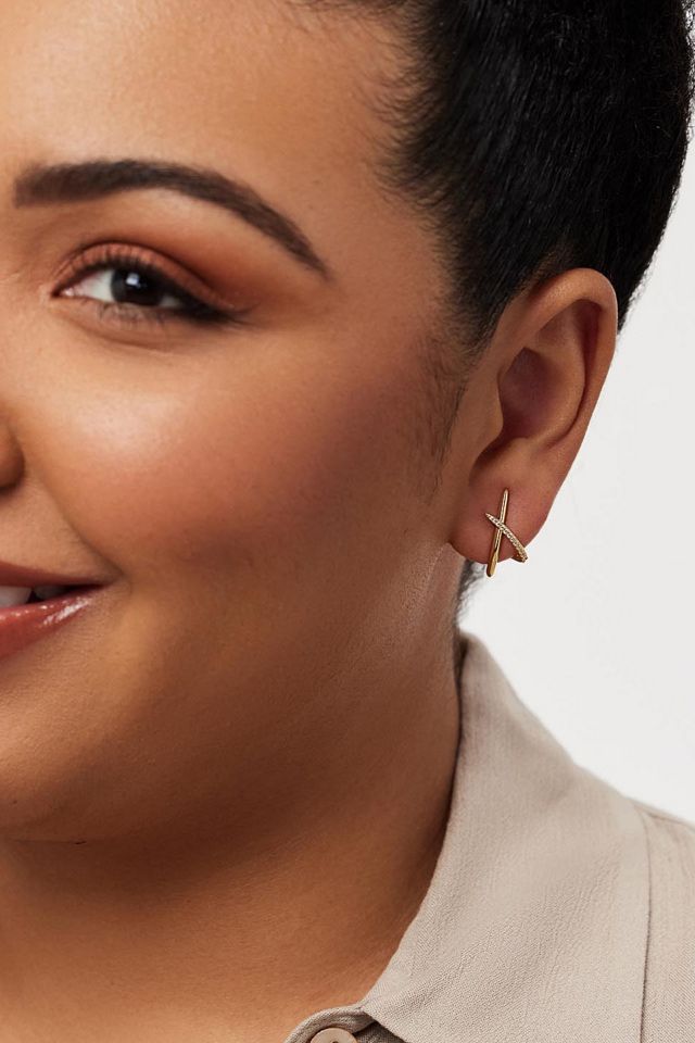 Ana Luisa Sloane Pave Gold Stud Earrings #3