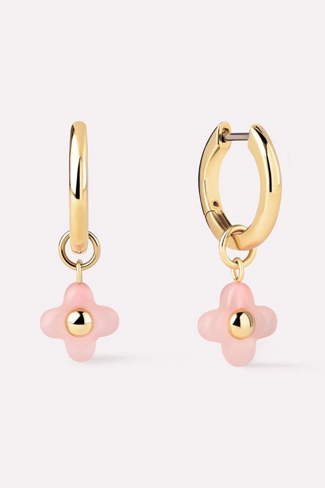 Ana Luisa Liora Hoops Rose Quartz Flower Earrings #1