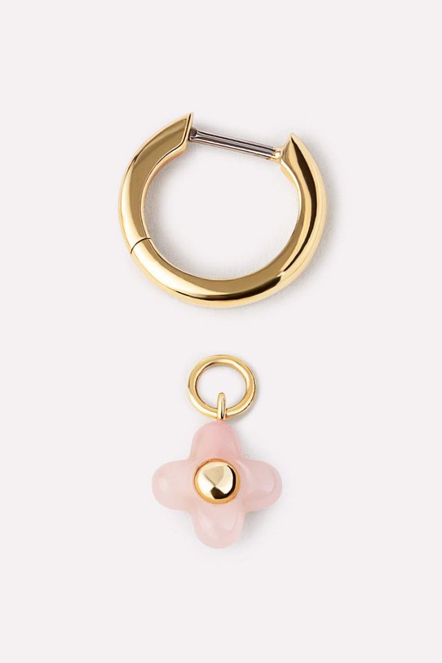 Ana Luisa Liora Hoops Rose Quartz Flower Earrings #3