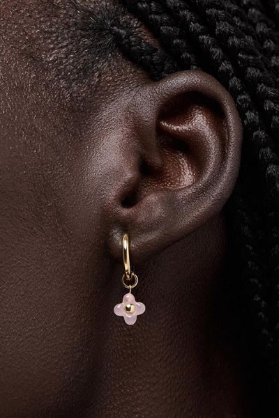 Ana Luisa Liora Hoops Rose Quartz Flower Earrings