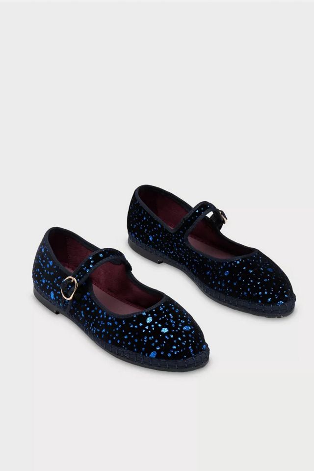 Flabelus Seraphina Velvet Glitter Splatter Mary Jane Flat #1