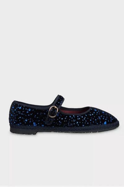 Flabelus Seraphina Velvet Glitter Splatter Mary Jane Flat