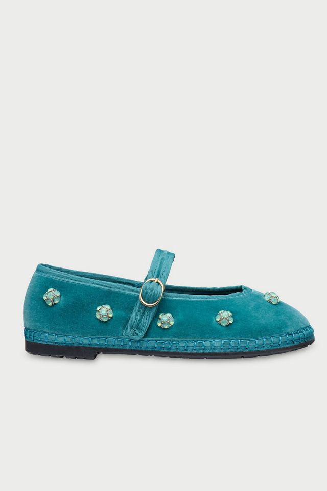 Flabelus Pierre Flower Embellished Velvet Mary Jane #1