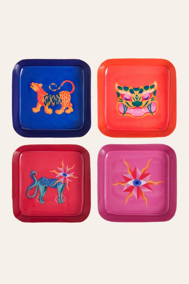 Zsa Zsa Zsu Nanpur Patterned Square Metal Decorative Tray Set #2