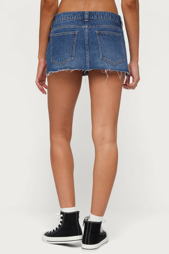 Edikted Nylah Distressed Denim Mini Skort #3