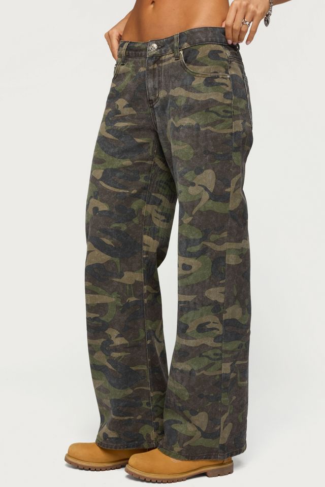 Edikted Soya Camo Low Rise Baggy Jeans #2