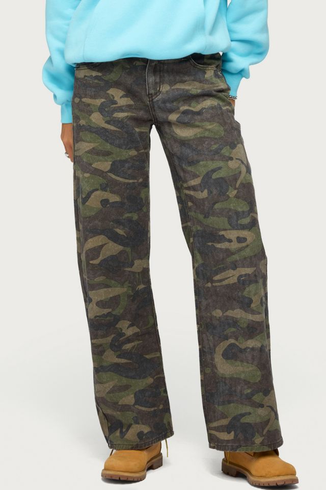 Edikted Soya Camo Low Rise Baggy Jeans #3