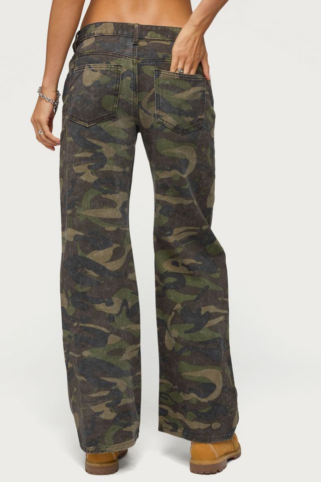 Edikted Soya Camo Low Rise Baggy Jeans #4