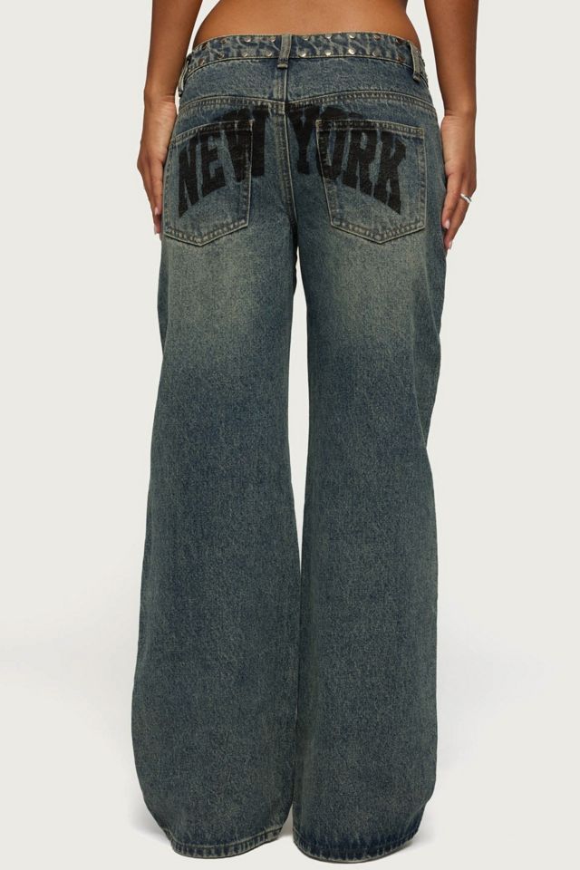Edikted Nyc Studded Low Rise Baggy Jeans #4
