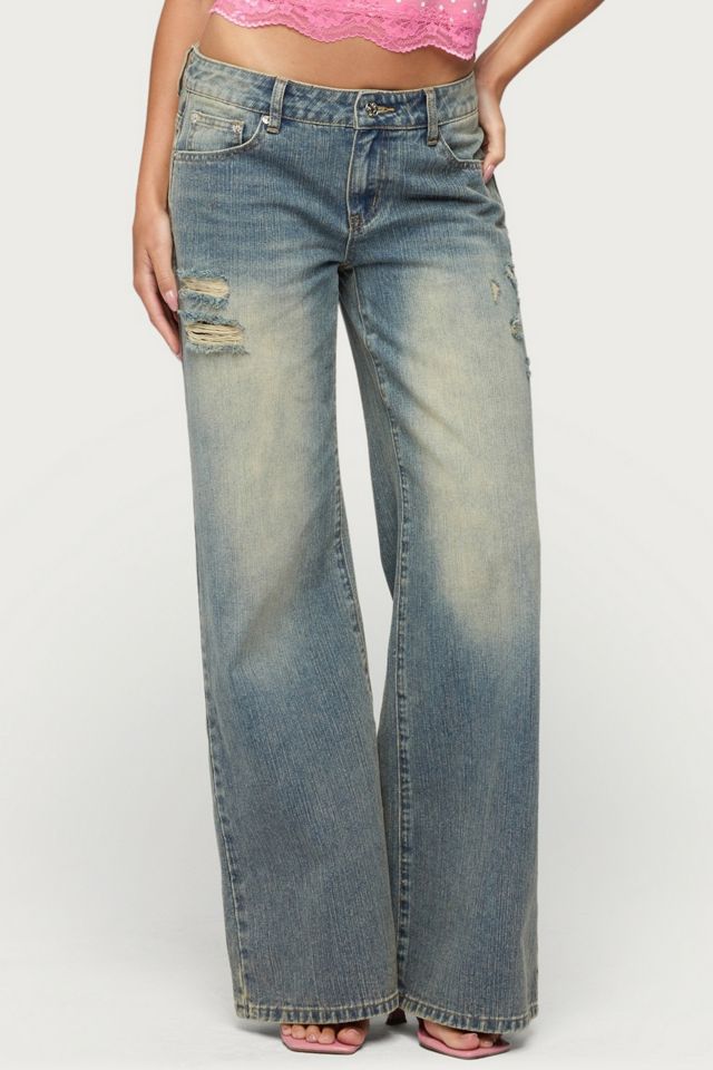 Edikted Noor Distressed Low Rise Baggy Jeans #3
