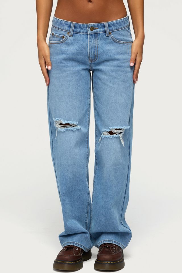 Edikted Juju Distressed Low Rise Baggy Jeans #1