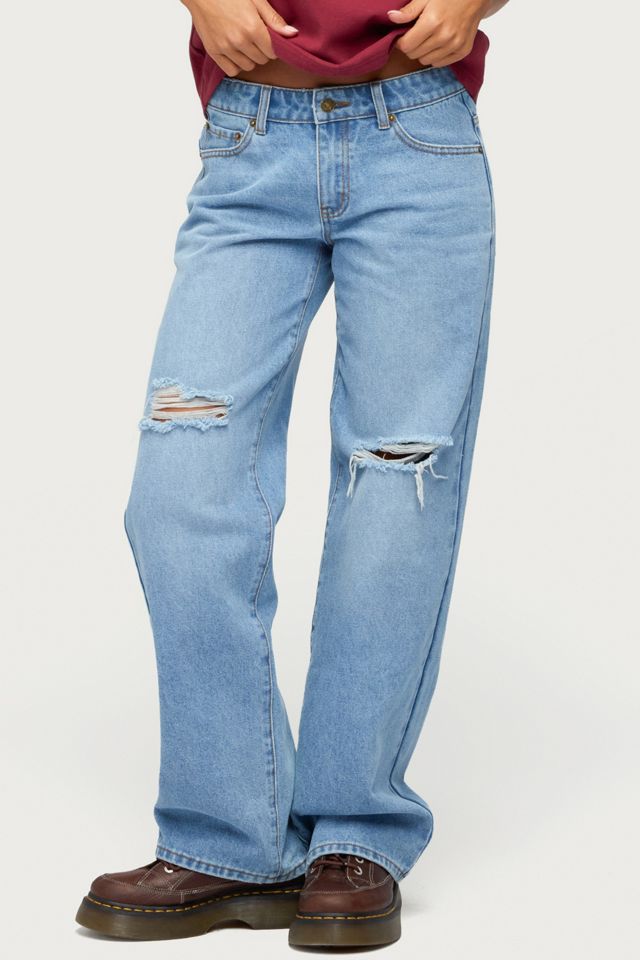 Edikted Juju Distressed Low Rise Baggy Jeans #3