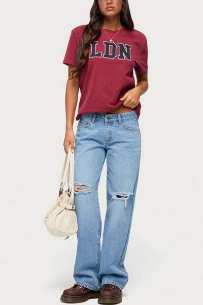 Edikted Juju Distressed Low Rise Baggy Jeans