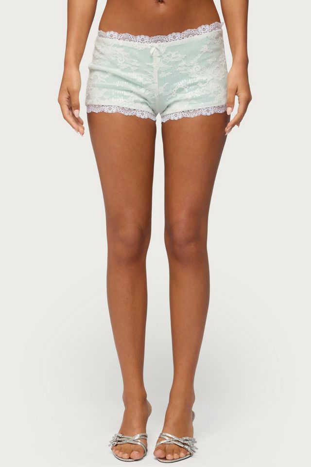 Edikted Amanu Sequin Lace Micro Shorts #1
