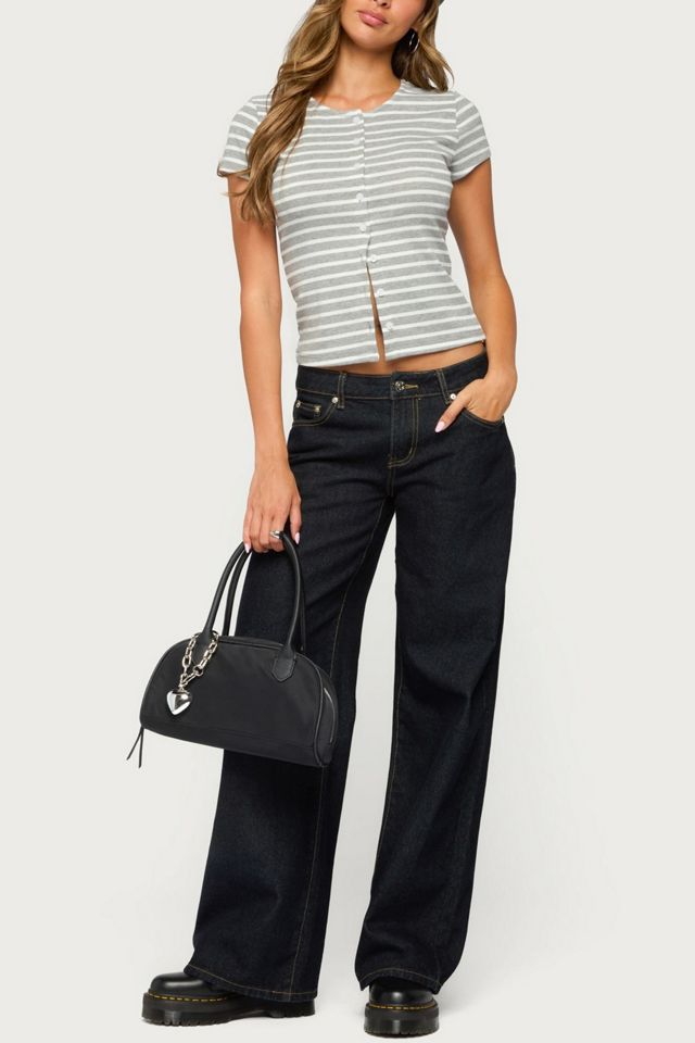 Edikted Bonita Striped Button Up Top #1