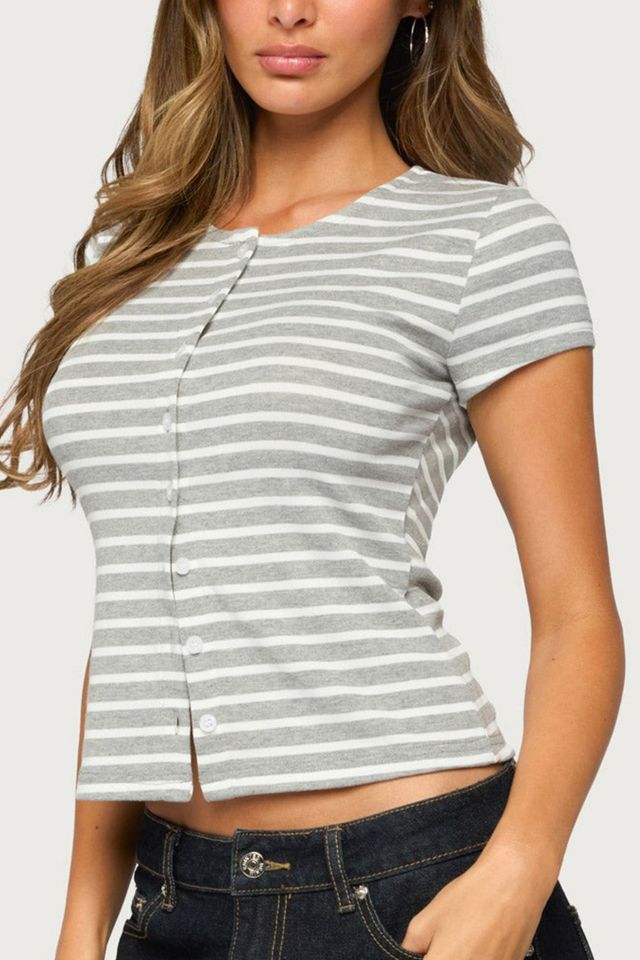 Edikted Bonita Striped Button Up Top #2