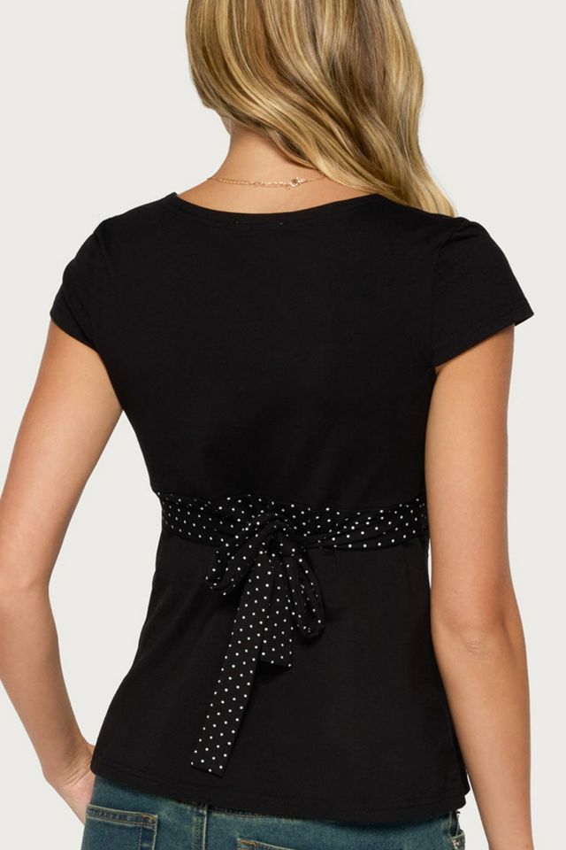 Edikted Indygo Polka Dot V Neck Top #4