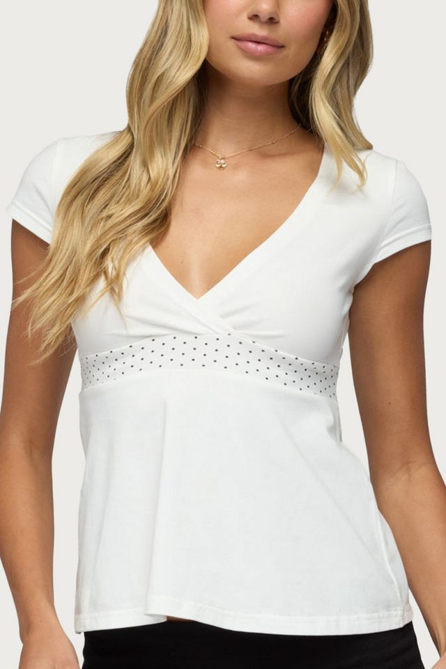 Edikted Indygo Polka Dot V Neck Top #2