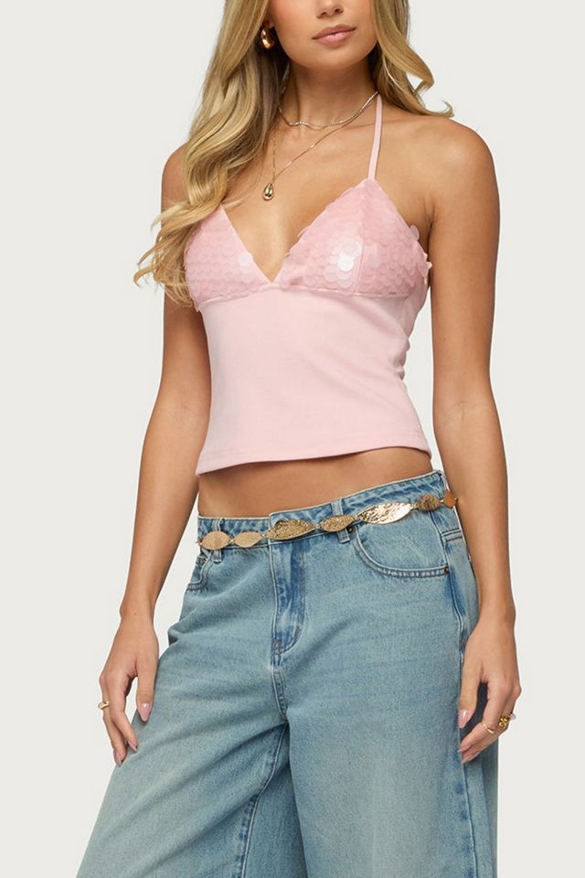 Edikted Katelyn Sequin Halter Top #1