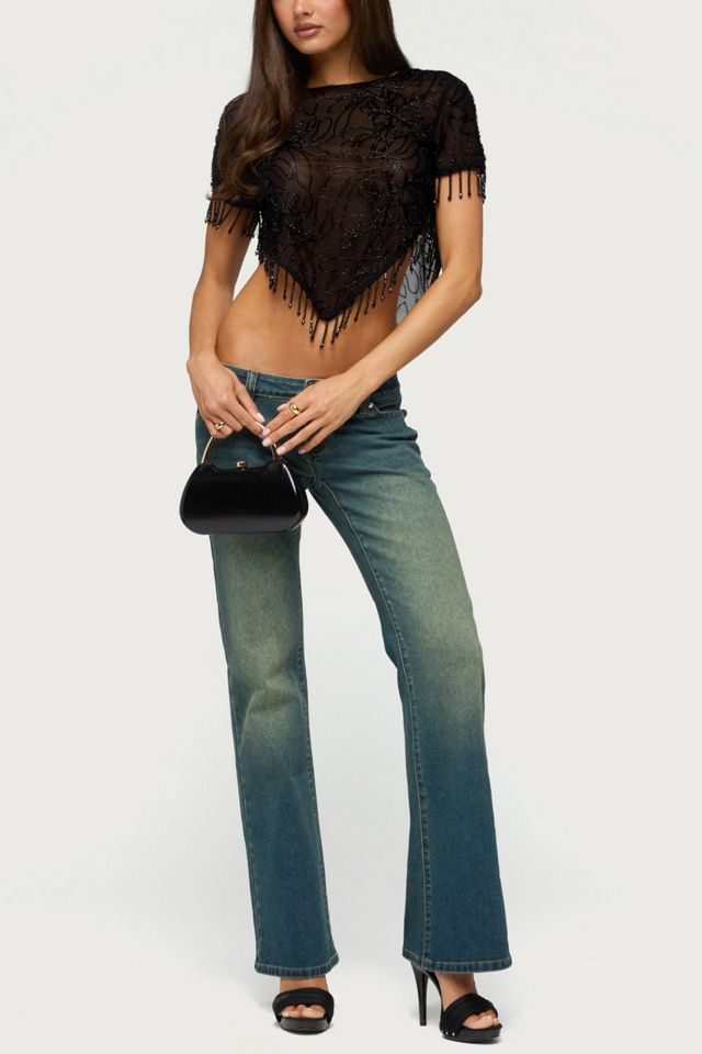 Edikted Yanna Beaded Fringe Poncho Top #3