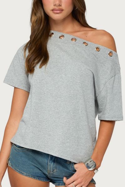 Edikted Leslee Grommet Off Shoulder T Shirt