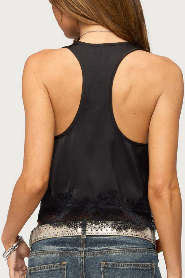 Edikted Onie Lacey Satin Effect Tank Top #4