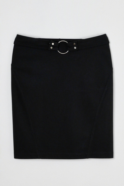 Vintage Y2k Ring Belt Black Low-Rise Midi Skirt | Urban Outfitters
