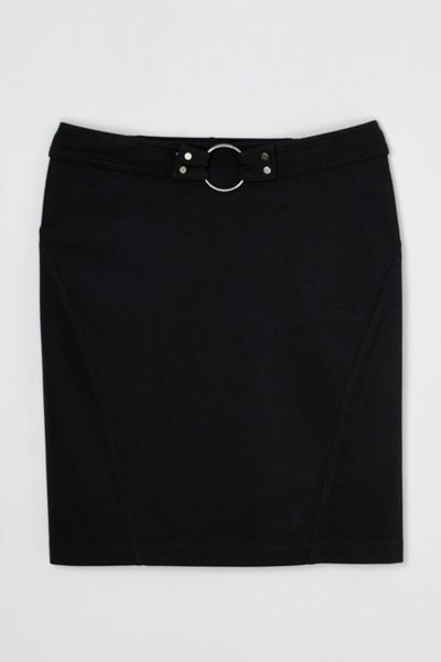 Vintage Y2k Ring Belt Black Low-Rise Midi Skirt