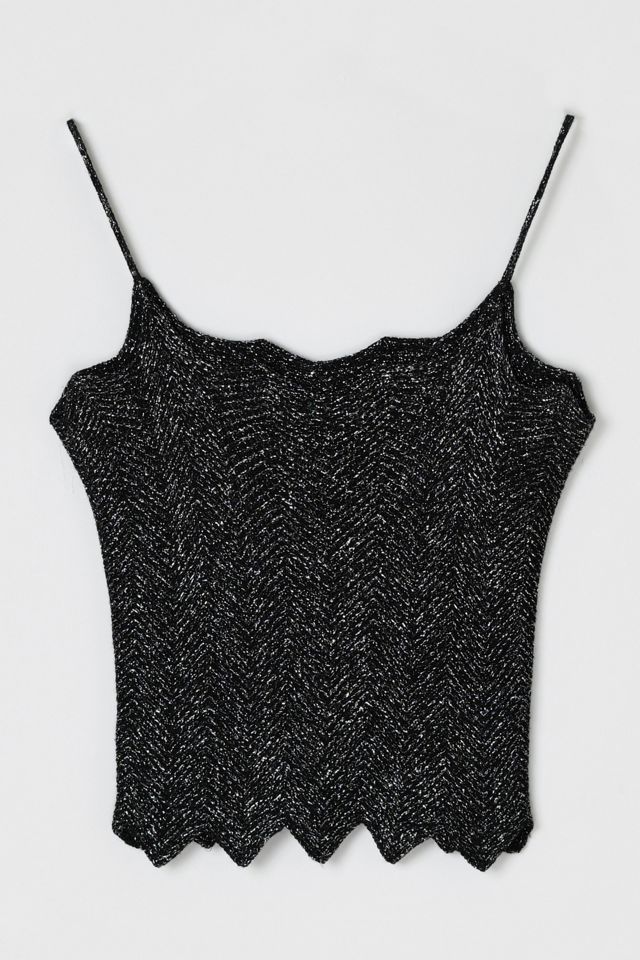 Vintage Y2k Black & Metallic Knit Crop Top #1