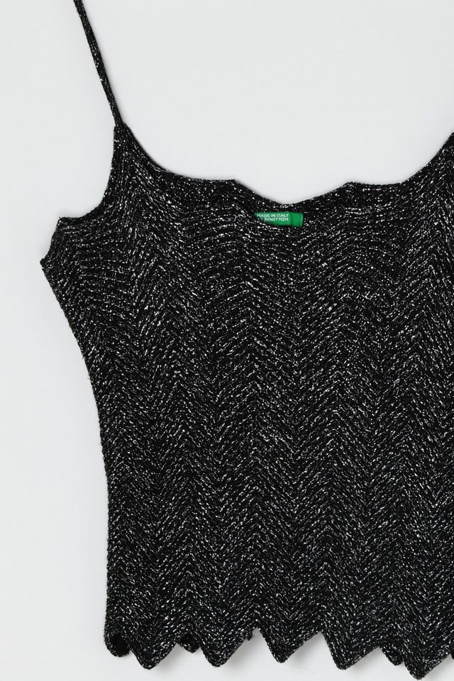 Vintage Y2k Black & Metallic Knit Crop Top #2