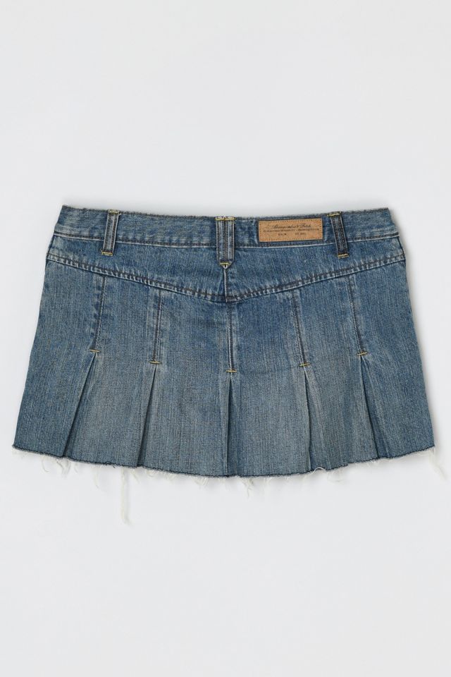 Vintage Y2k Abercrombie & Fitch Pleated Denim Micro Mini Skirt #1